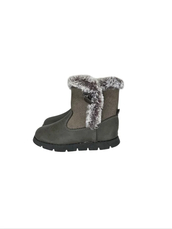 NWT Girls Oshkosh B'gosh Gray Faux Fur Lined Winter Boots Toddler's Size 9M