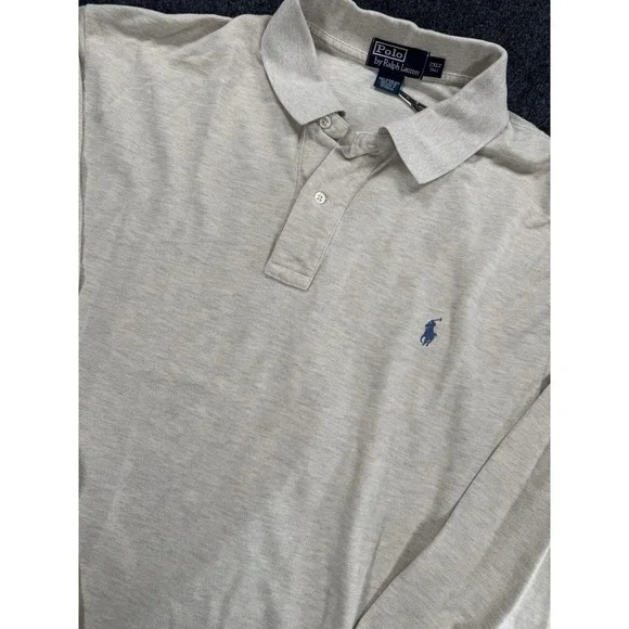 Vintage Polo Ralph Lauren Long Sleeve Polo Shirt 2XLT Beige Hong Kong