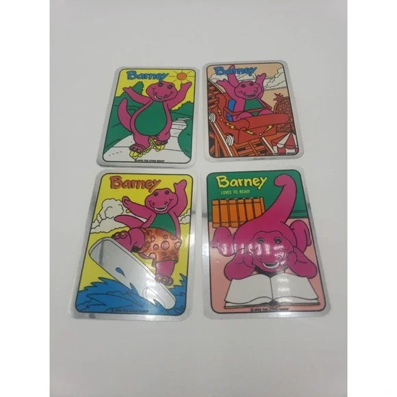 Vintage Stickers Lot of 4 BARNEY FOIL MYLAR Vending Machine Sticker VTG 1992