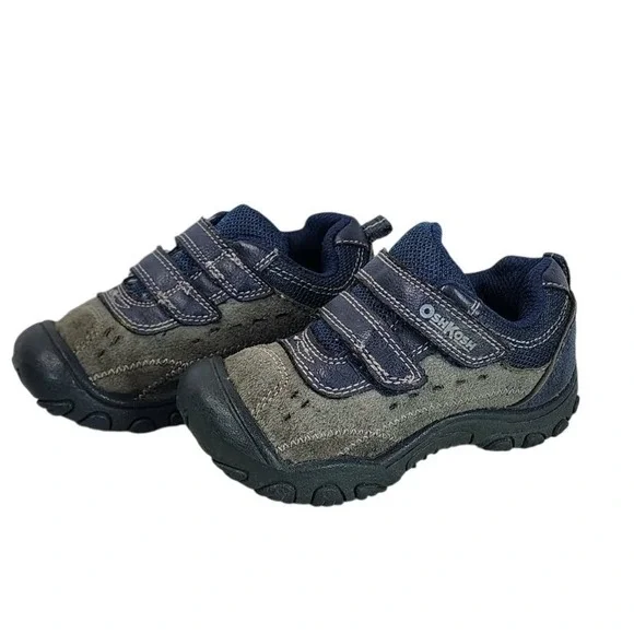 OshKosh B'gosh Kids Size 7M Navy Blue Gray Hook and Loop Athletic Shoes‎