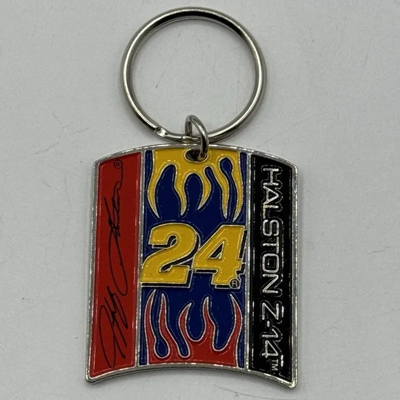 Jeff Gordon Halston Z-14 Flame Metal Keychain NASCAR Racing Collectible