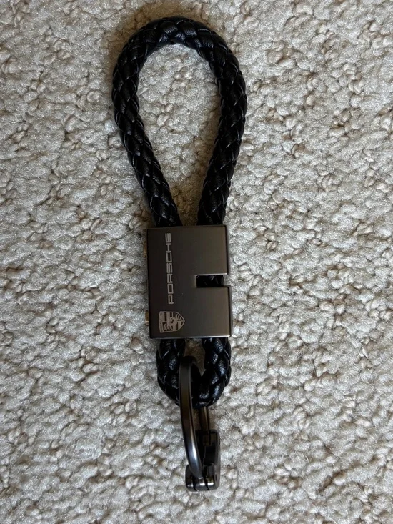 key ring braided cord black bronze Porsche inspired