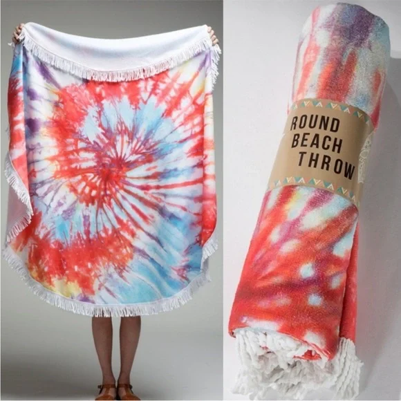 Tie Dye Surfer Beach Towel Roundies 58” In Diameter NEW. Z17 021
