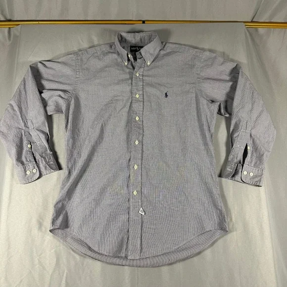 Ralph Lauren Yarmouth Shirt Mens 15 32/33 Blue White Check Cotton Button Down
