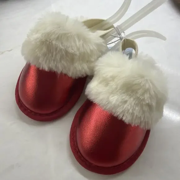 Cat & Jack Lila Silver Metallic Red Toddler Slippers NWT Toddler Girls Size 5/6