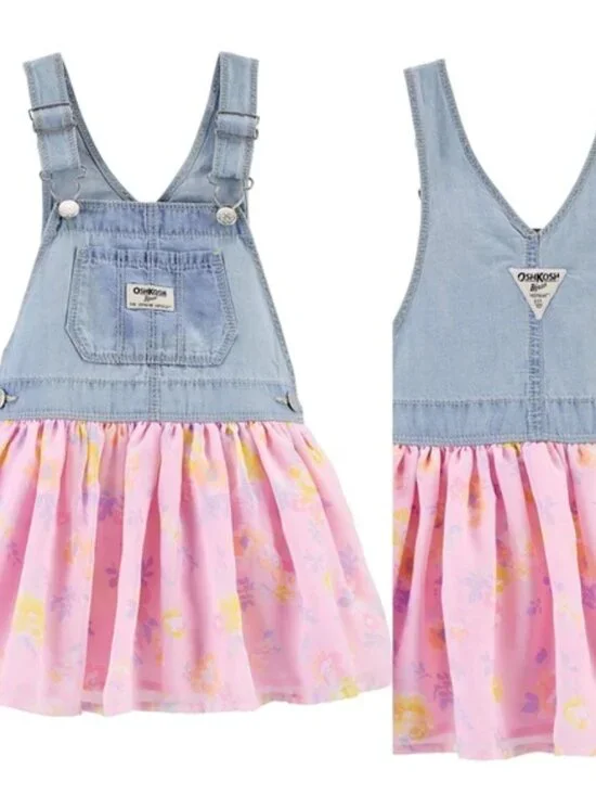 Oshkosh B'Gosh | Pink Denim Floral Skirtall | Size 3T