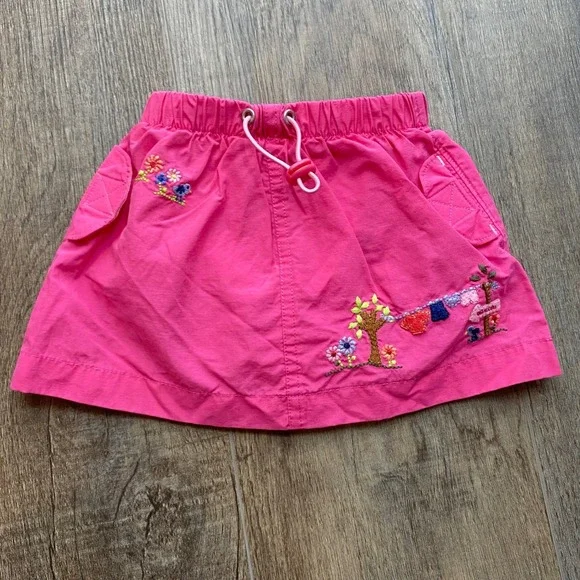 OshKosh B'gosh Pink Skirt 12 Months Embroidered Flowers Cotton Nylon‎ Spring Y2K