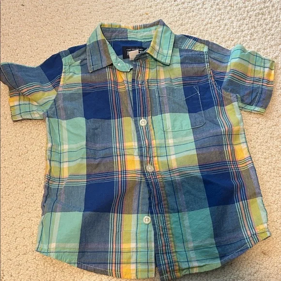 OshKosh B'gosh Blue and Green Plaid Button Down Shirt