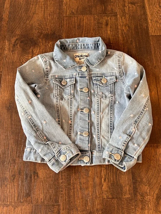 OshKosh B'gosh Light Blue Denim Jacket with Pink Heart Dots