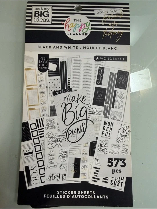 Me & My Big Ideas Black and White Planner Sticker Sheets
