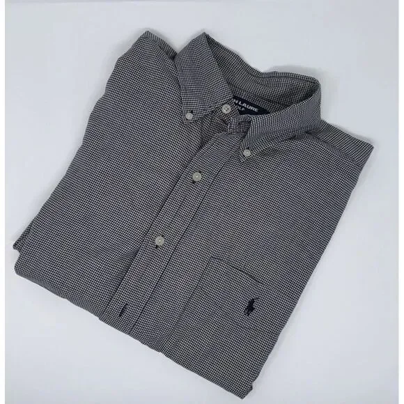 Ralph Lauren Golf, Mns Shirt Sleeve‎ Black/White Houndstooth Tilden Large