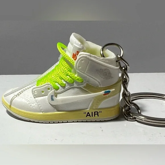 3D Mini Sneaker Keychain Volt Laces White green‎ novelty trinkets gift
