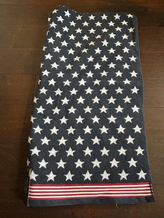 Brooks Brothers Beach Towel Americana July 4th Cotton Stars Stripes Blue red New