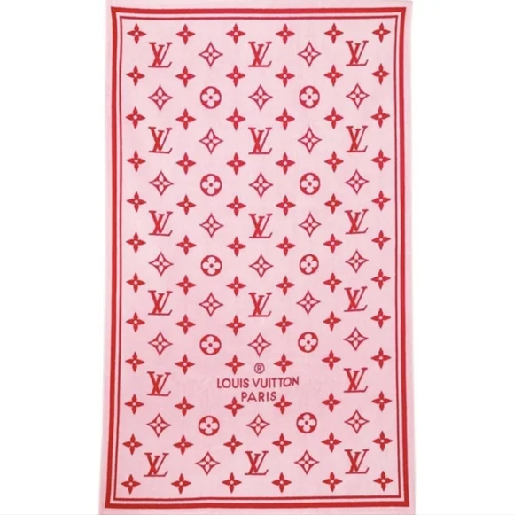 Louis Vuitton Pink Red Escale Monogram Classic Logo Bath/Beach Towel