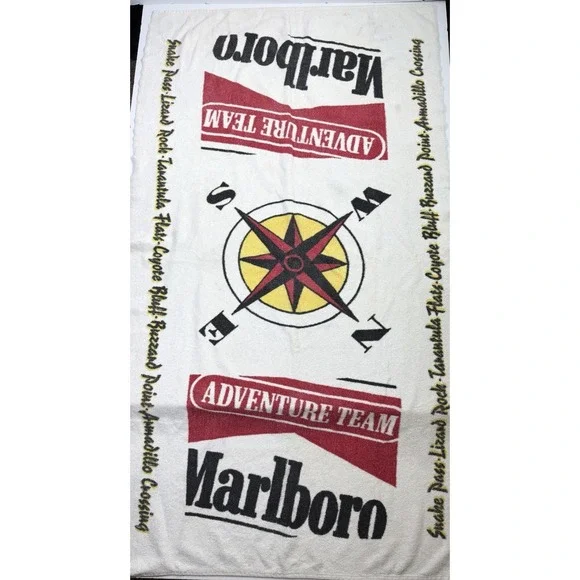Vintage Marlboro Adventure Team Beach Towel Compass Logo Racing Promo