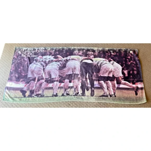 The Celtic Football Club 'The Huddle' Rugby Beach Towel 100% Cotton 26 x57 Scrum