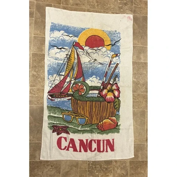Vintage‎ Cancun Mexico Beach Towel 54X32 inches