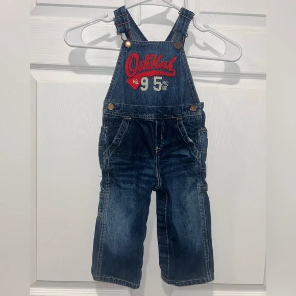 OshKosh B'Gosh 100% Cotton Blue Denim‎ Carpenter Bib Overalls 18 months