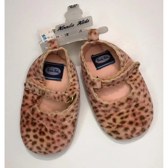 Koala Kids Shoes Girls 12-24 Months Pink Leopard Mary Jane Hook Loop Infant Baby