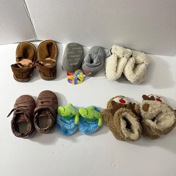 Baby Toddler Shoes Slippers Sandals Bundle Lot‎ 6 Pairs Various Brands Sizes