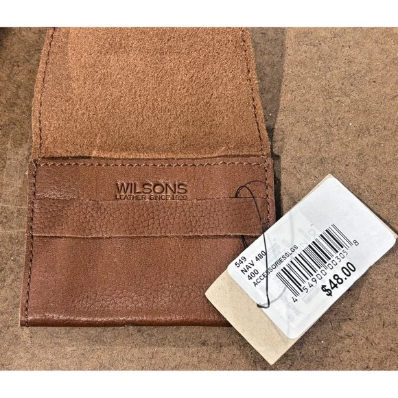 NWT Wilson's Leather Brown Wallet Credit Card Holder Snap Closure
