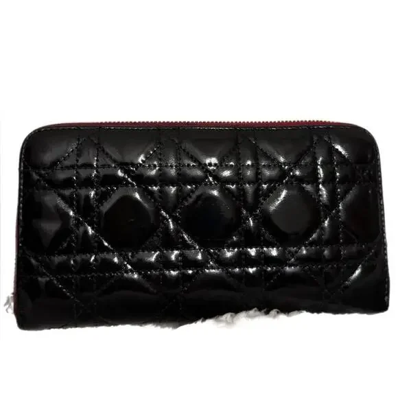 AUTHENTIC Dior Lady Dior Zippy Wallet- REDYED CONDITION