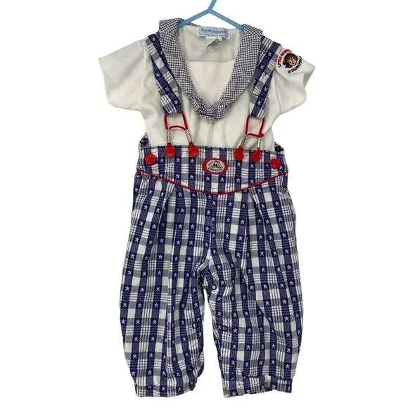 Vintage OshKosh B'Gosh 6-9 mos Vestbak Little Skipper Jumpsuit Red White Blue