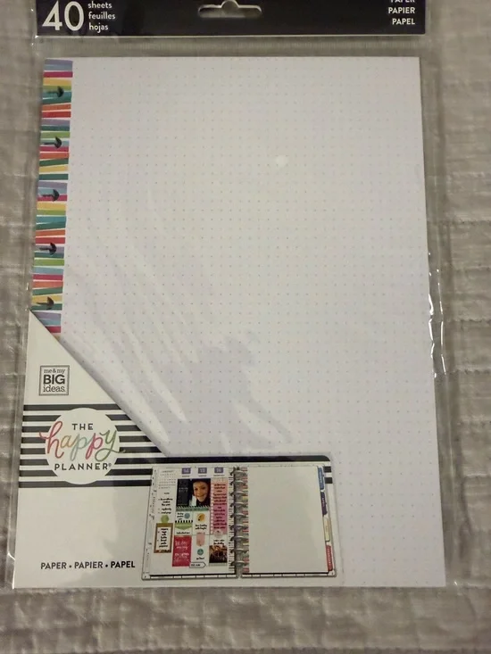The Happy Planner Dot Grid 40 Sheet Paper Refill - White with Multicolor Edge