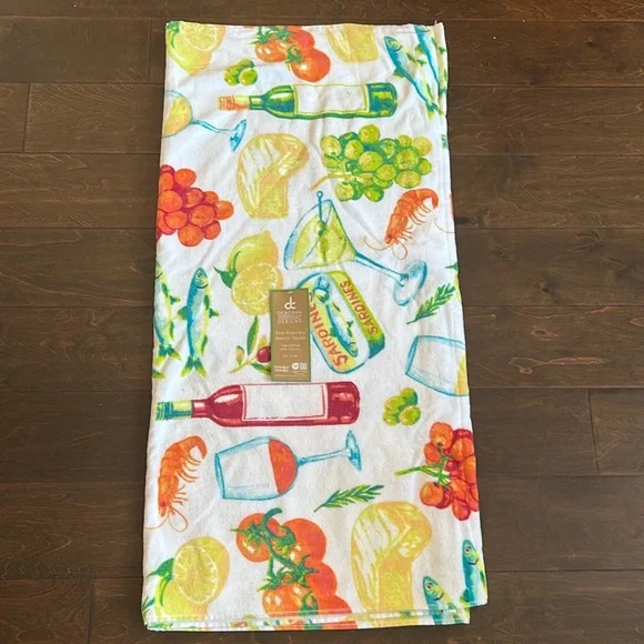Deborah Connolly Designs Beach Towel Lemons Fruits Wine cotton Blend 36”x68