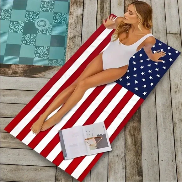 🇺🇸 2 - XLarge American Flag Pattern Oversized Beach Towel - Size 31” X 71”