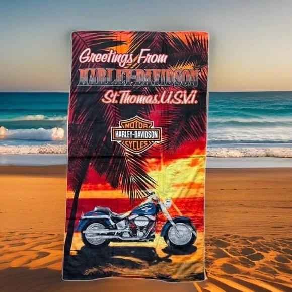 Harley-Davidson Beach Towel Greetings from Harley Davidson St. Thomas U.S.V.I.
