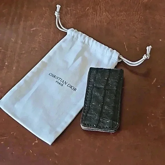 Christian Dior Magnetic Leather Money Clip with Dust Bag - Vintage