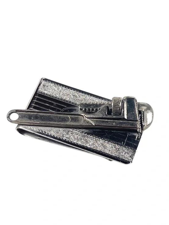 Vintage Pipe Wrench Silver Tone Money Clip Plumber Handyman Construction