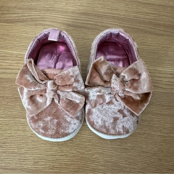 Just You by Carter’s Crushed Velvet Dusty Rose Slip on Shoes