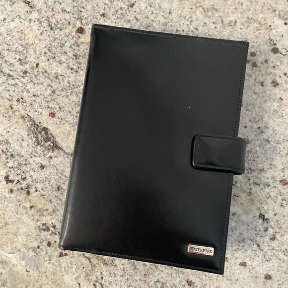 Waterford black leather refillable agenda book
