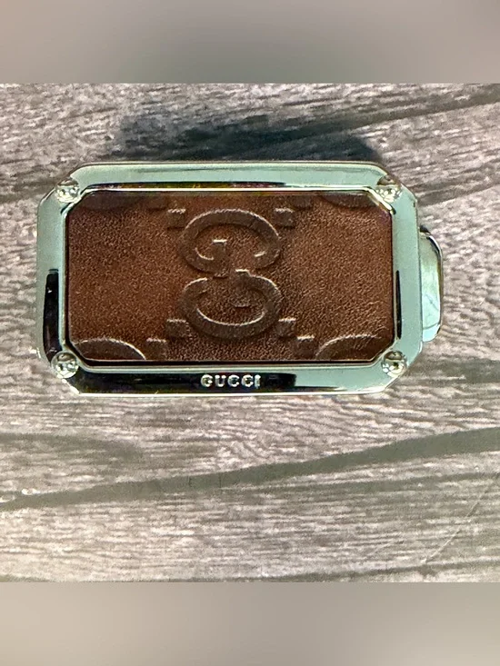 Gucci Leather & Palladium Money Clip | Full Set w/ Box & Dust Bag
