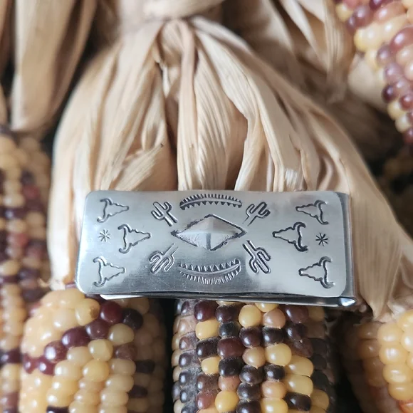 Cool Native American Navajo Hand Stamped Money Clip 🩶🌵🐂💰