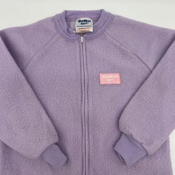 Vintage OshKosh B'gosh Kids Fleece‎ Pajamas Sleeper Purple Size 5 One Piece