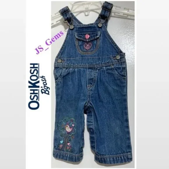 OshKosh B'gosh Baby Blue Denim Vestbak Kid Overalls