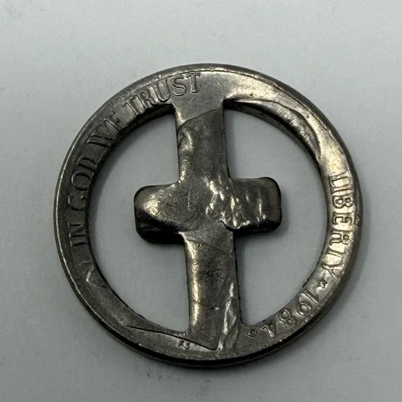 1984 Jefferson Cut Out Cross Nickel Coin