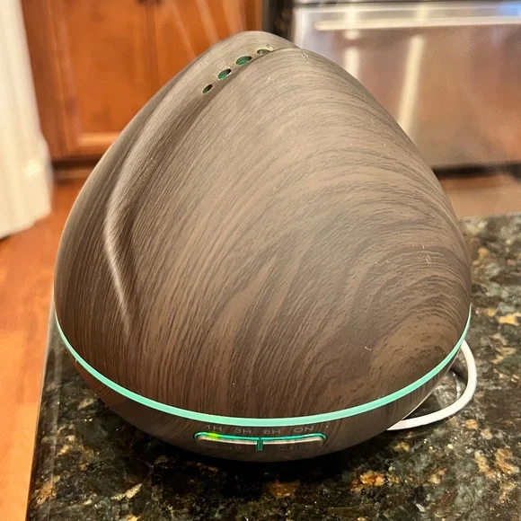 Aroma Essential Oil Diffuser With Dark Grain Wood - Color Changing, Dome