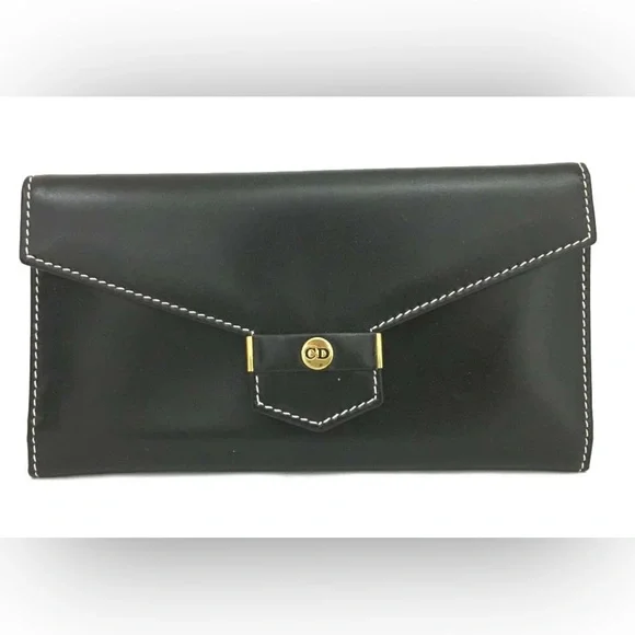✨🛍️ Christian Dior Black Leather Vintage Long Wallet