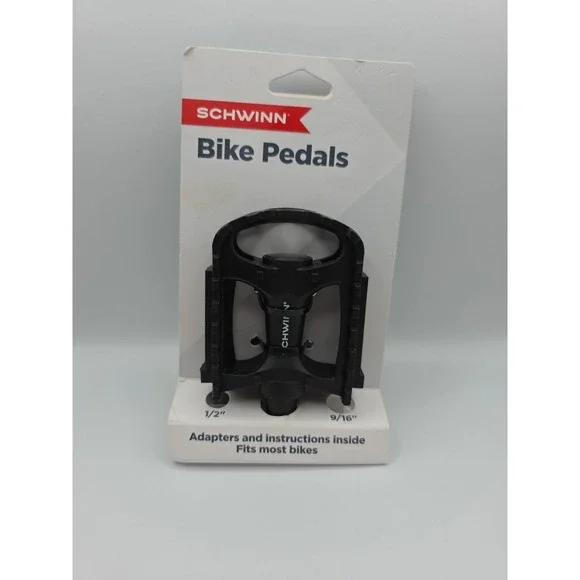 Schwinn Black Universal Bicycle Pedals Set Pair with Adapters SW80246 1/2''&9/16