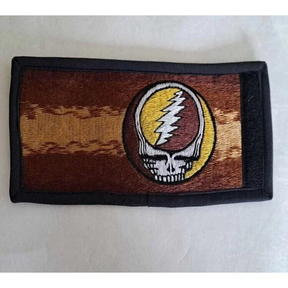 New Grateful Dead Skull Wallet Trifold Brown & Yellow Steal Your Face Licensed