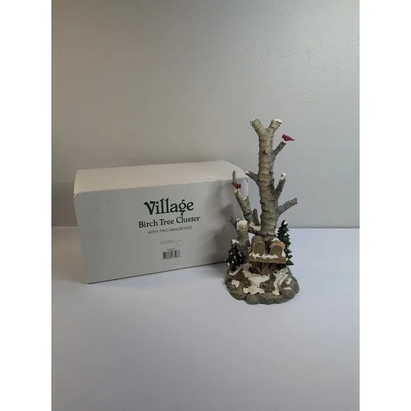 Dept 56 Village Birch Tree Cluster with Two Mailboxes #52631 EUC‎