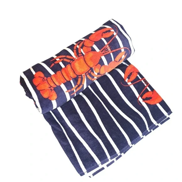Brooks Brothers Oversized Beach Towel Lobster‎ Print 100% Cotton 36x72 Nautical
