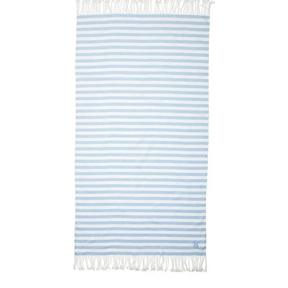 Victoria's Secret Striped Fringe Tassels Beach Blanket Blue/White 34 x 64 NWT