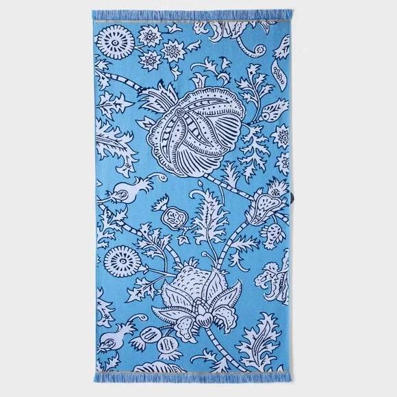 Roller‎ Rabbit x Target Blue Floral Vines Fringe Beach Towel BRAND NEW