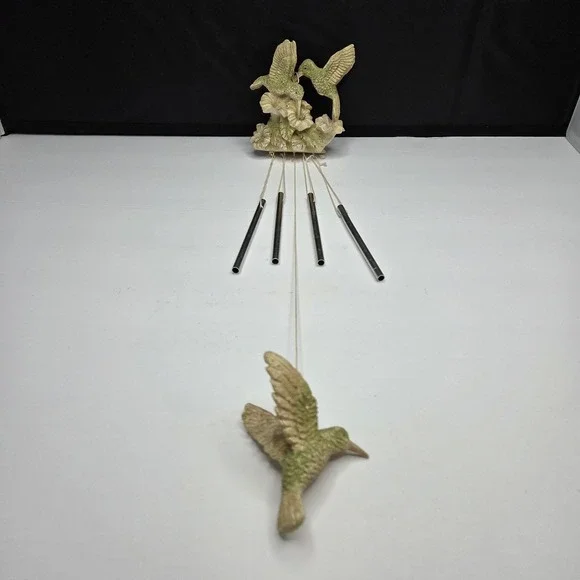 Hummingbird Wind Chime Resin Hanging Garden Decor Metal Chimes Patio Porch