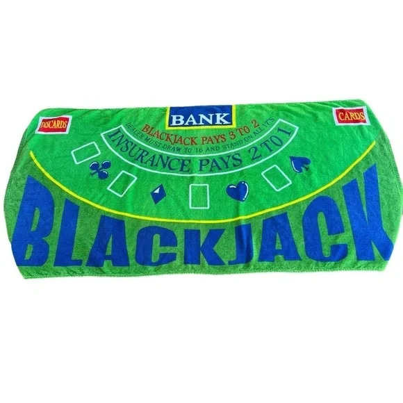 Jay Franco & Sons Blackjack Table Beach Towel Multicolor Cotton 30x59 Y2K HTF